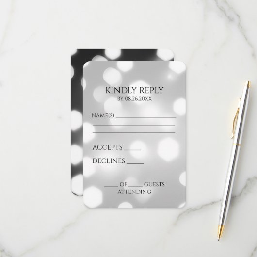 独自の六角形《写真》ぼけ味背景の作成 出欠カード (正面/裏面インサイチュ)