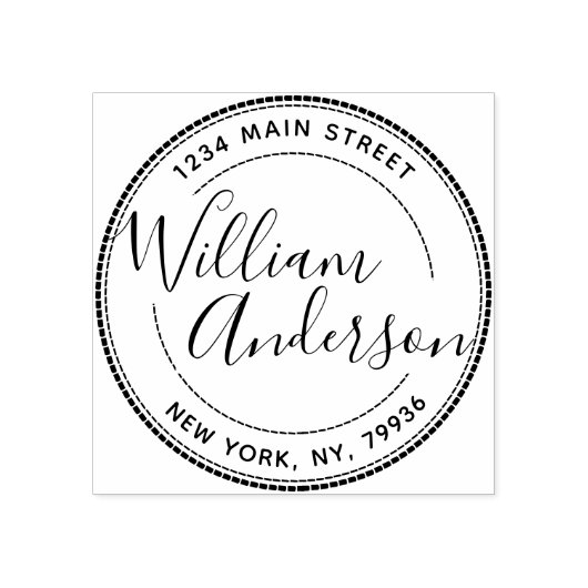 独自の円の作成差出人住所スクリプト名 ラバースタンプ (インプリント)