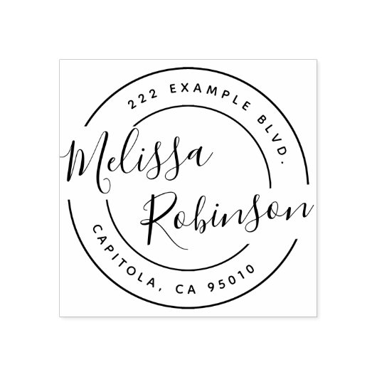 独自の円の作成差出人住所スクリプト名 ラバースタンプ (インプリント)