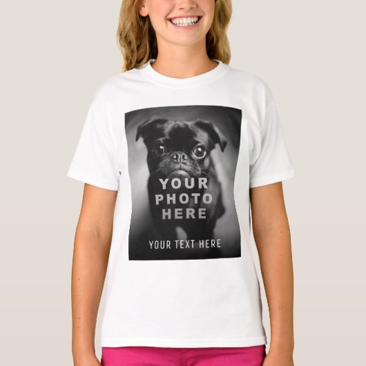 独自の写真とシンプル文字独身のを作カスタム成 Tシャツ (正面)