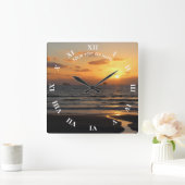 独自の写真とテキストを使用したカスタムデザイン スクエア壁時計 (ホーム)