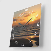 独自の写真とテキストを使用したカスタムデザイン スクエア壁時計 (傾斜)