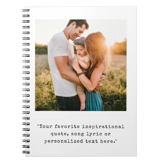 独自の写真とパーソナライズされた引用文の作成 ノートブック (正面)