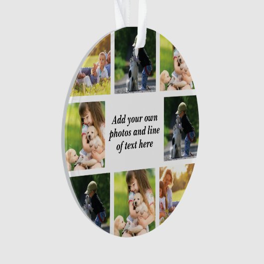 独自の写真のコラージュと文字を作成 オーナメント (正面)