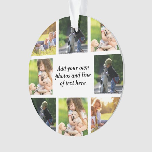 独自の写真のコラージュと文字を作成 オーナメント (正面)