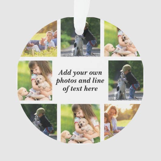 独自の写真のコラージュと文字を作成 オーナメント (正面)