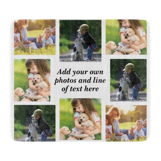 独自の写真のコラージュと文字を作成 カッティングボード (正面)