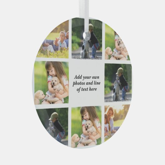 独自の写真のコラージュと文字を作成 ガラスオーナメント (正面右)