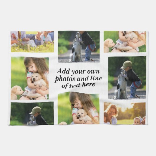独自の写真のコラージュと文字を作成 キッチンタオル (横)