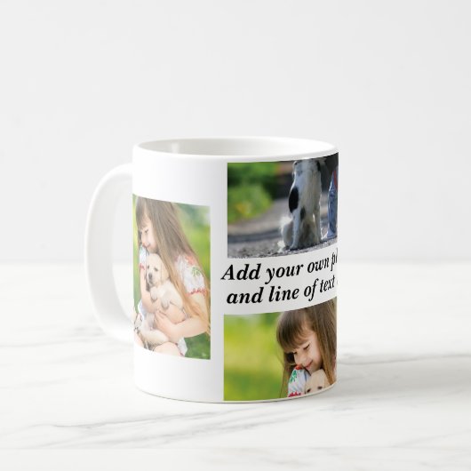 独自の写真のコラージュと文字を作成 コーヒーマグカップ (正面左)