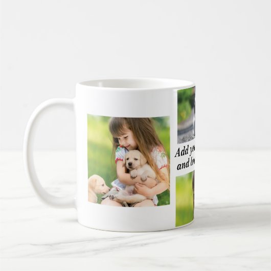 独自の写真のコラージュと文字を作成 コーヒーマグカップ (左)