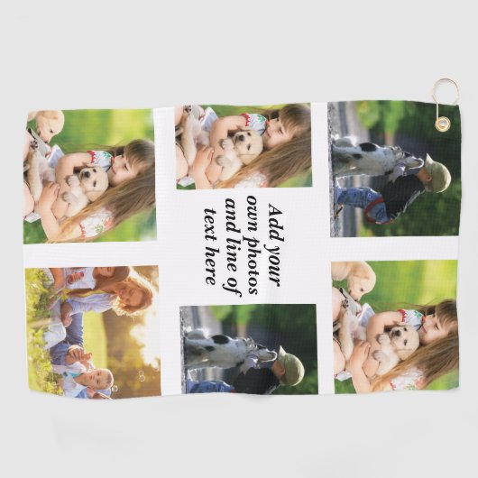 独自の写真のコラージュと文字を作成 ゴルフタオル (横)