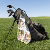 独自の写真のコラージュと文字を作成 ゴルフタオル (グリーン)