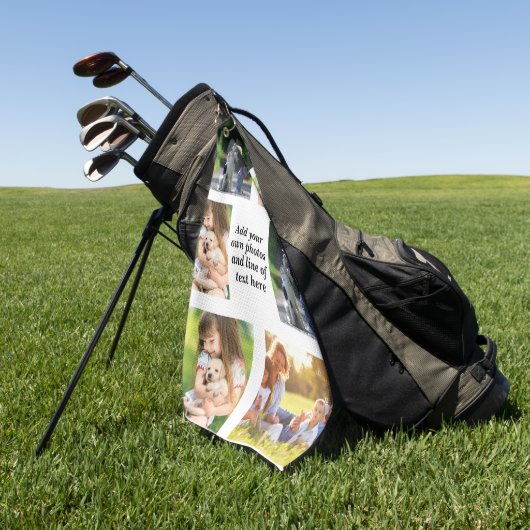 独自の写真のコラージュと文字を作成 ゴルフタオル (グリーン)