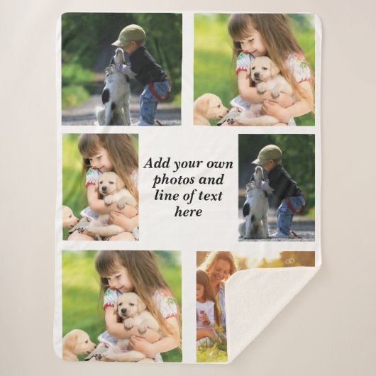 独自の写真のコラージュと文字を作成 シェルパブランケット (正面)