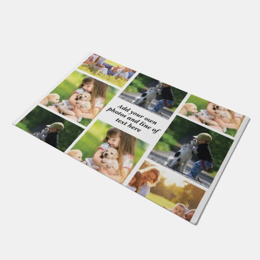 独自の写真のコラージュと文字を作成 ドアマット (アングル)