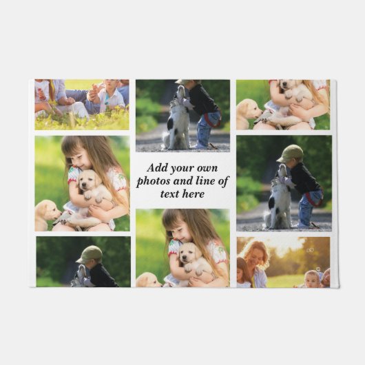 独自の写真のコラージュと文字を作成 ドアマット (正面)