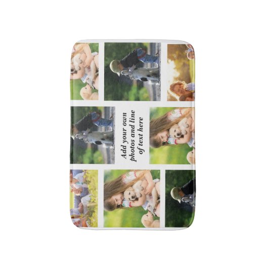 独自の写真のコラージュと文字を作成 バスマット (正面縦)