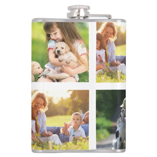 独自の写真のコラージュと文字を作成 フラスク (裏面)