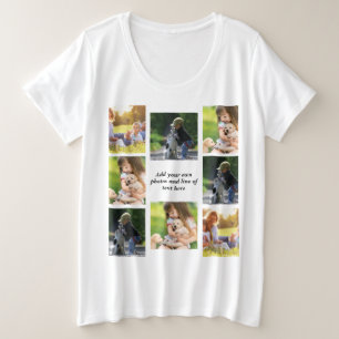 独自の写真のコラージュと文字を作成 プラスサイズTシャツ