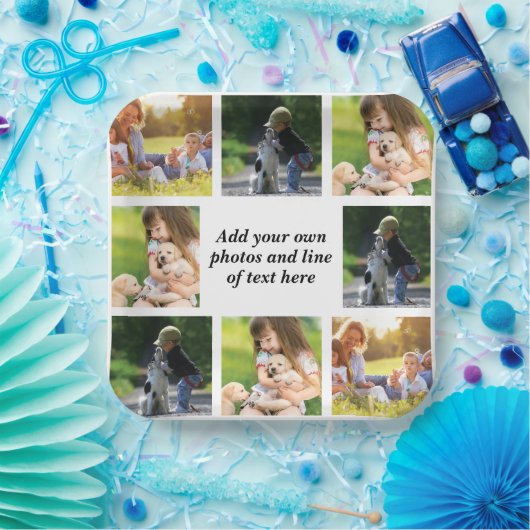 独自の写真のコラージュと文字を作成 ペーパープレート (パーティー)