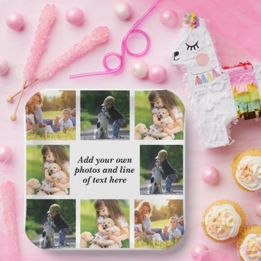 独自の写真のコラージュと文字を作成 ペーパープレート (パーティー)