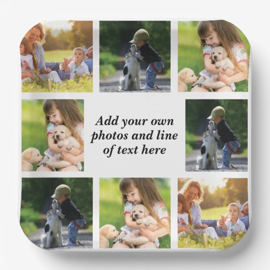 独自の写真のコラージュと文字を作成 ペーパープレート (正面)