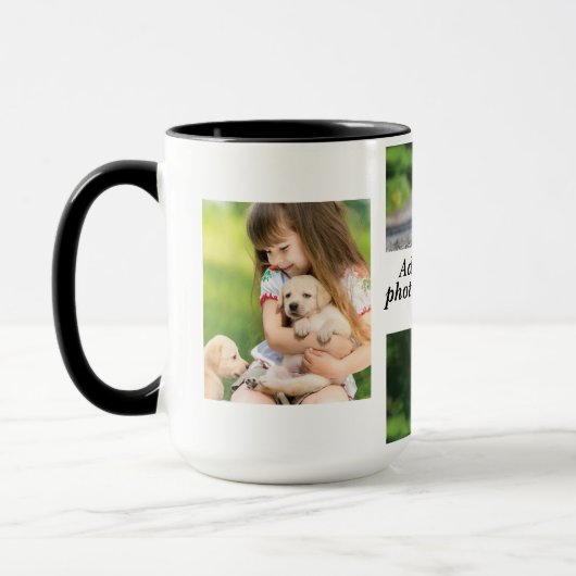 独自の写真のコラージュと文字を作成 マグカップ (左)