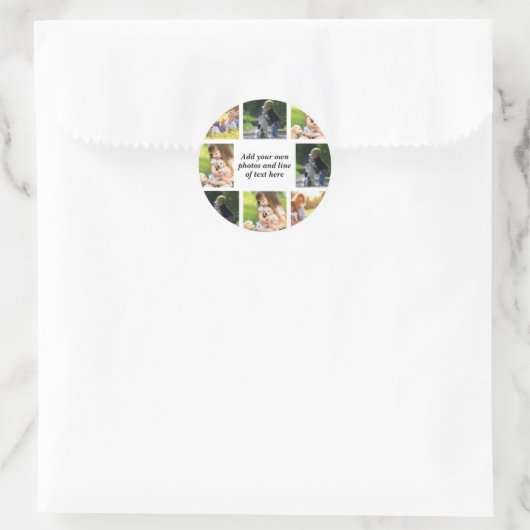 独自の写真のコラージュと文字を作成 ラウンドシール (バッグ)