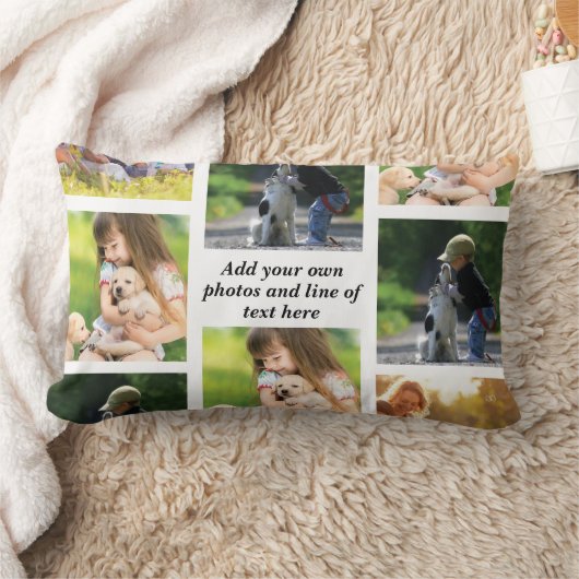 独自の写真のコラージュと文字を作成 ランバークッション (ブランケット)