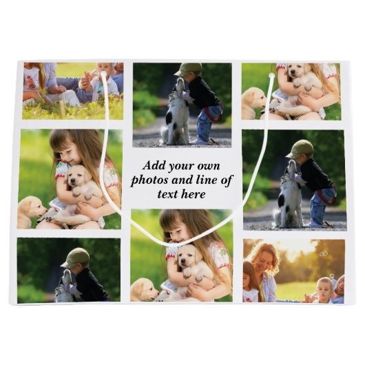 独自の写真のコラージュと文字を作成 ラージペーパーバッグ (正面)