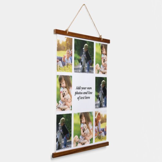 独自の写真のコラージュと文字を作成 吊り下げ型タペストリー (傾斜あり)