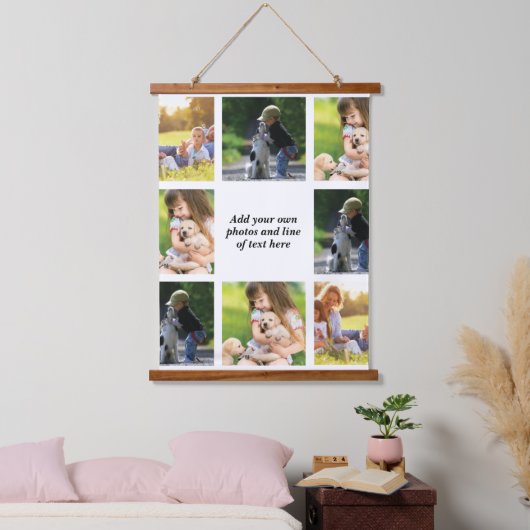 独自の写真のコラージュと文字を作成 吊り下げ型タペストリー (寝室)