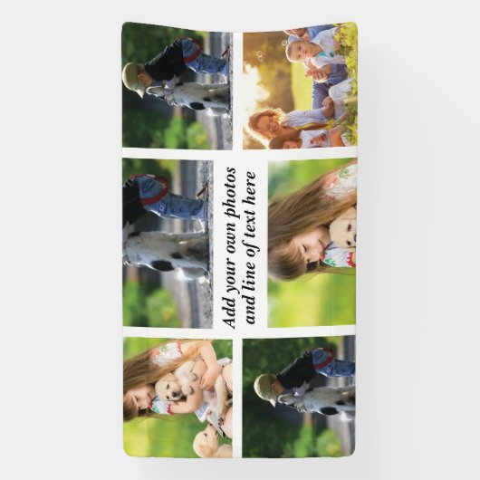 独自の写真のコラージュと文字を作成 横断幕 (縦)