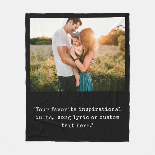 独自の写真のパーソナライズされた引用文 フリースブランケット (正面)