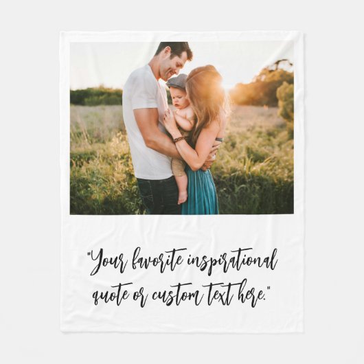 独自の写真のパーソナライズされた引用文 フリースブランケット (正面)