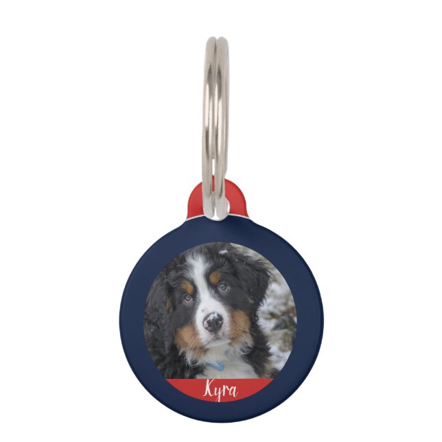 独自の写真の名前の情報を作連絡成 ペット　ネームタグ (正面)