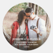 独自の写真の素朴な結婚シールを作成 ラウンドシール (正面)