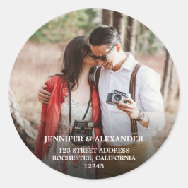 独自の写真の素朴な結婚シールを作成 ラウンドシール