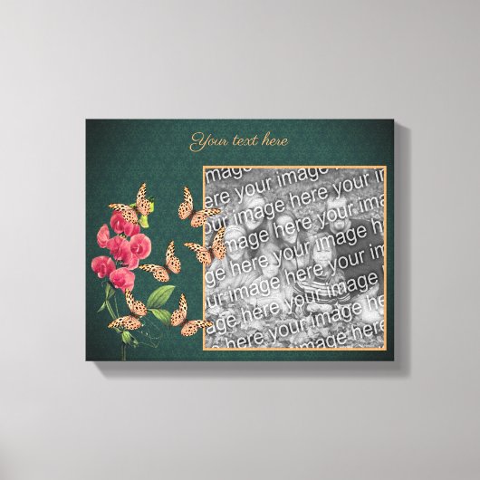 独自の写真の蝶と花枠を作成する キャンバスプリント (正面)