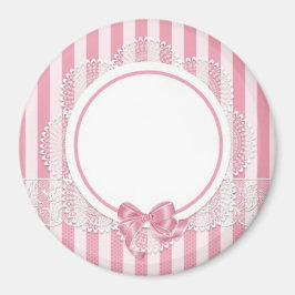 独自の写真または文字ピンクレースマグネットを追加 マグネット