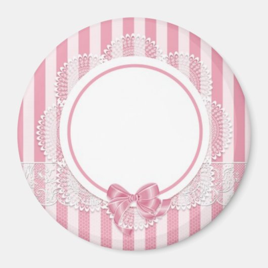 独自の写真または文字ピンクレースマグネットを追加 マグネット (正面)