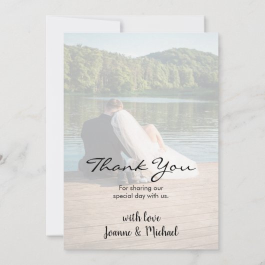 独自の写真を作成しま結婚す。 サンキューカード (裏面)