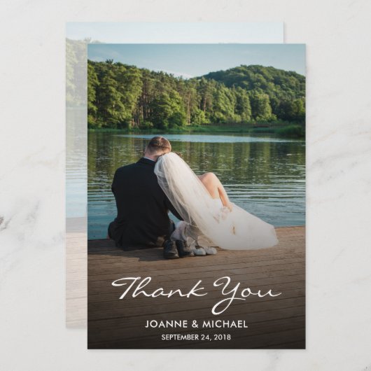 独自の写真を作成しま結婚す。 サンキューカード (正面/裏面)