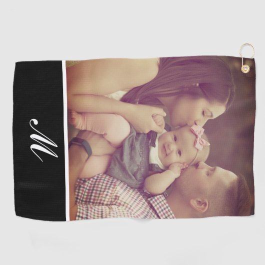 独自の写真を作成するイニシャルモノグラム ゴルフタオル (横)