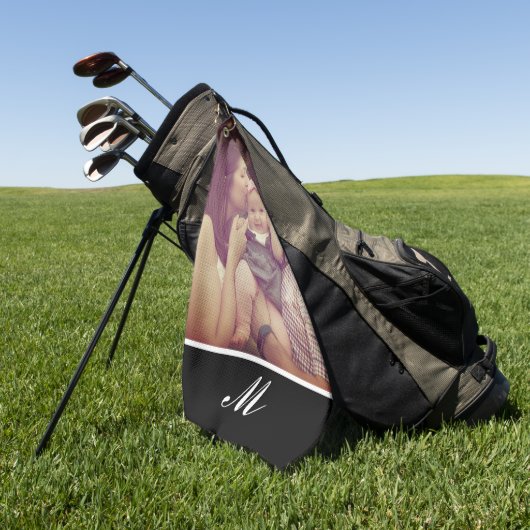 独自の写真を作成するイニシャルモノグラム ゴルフタオル (グリーン)