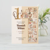 独自の写真を作成するシンプルベビーミニマルBeige 招待状 (スタンド正面)