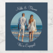 独自の写真を作成する婚約青い名前のカップル ワインラベル (シングルラベル)