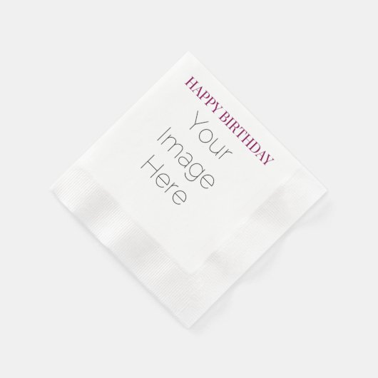 独自の写真を作成シンプルカスタムハッピーバースデー 縁ありカクテルナプキン (角)