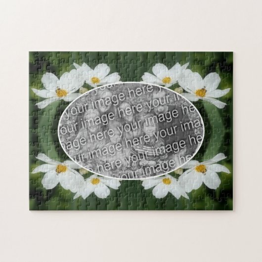 独自の写真を作成Cosmos花Beeフレーム ジグソーパズル (横)